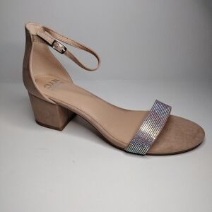 MADDEN NYC Blush Pink White Rhinestone Heel Sandals